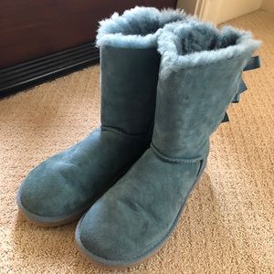 UGG boots. Teal blue grey. Genuine sheep skin.